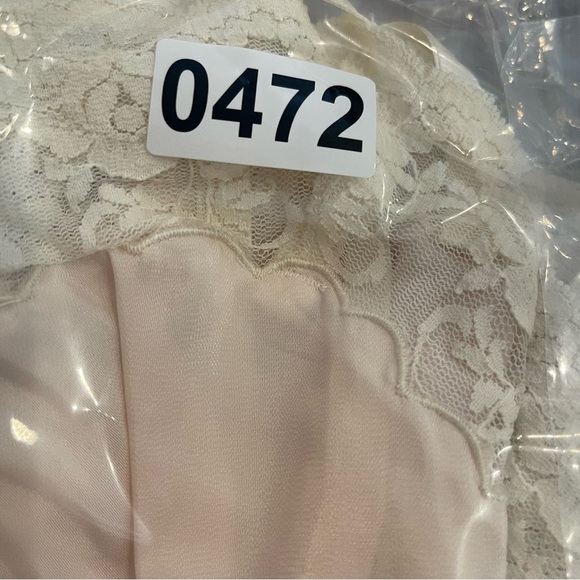 Vintage 60s Corhan Slip Dress Women’s 38 Ivory Petal Pink Lace Midi Bridal - Picture 10 of 10